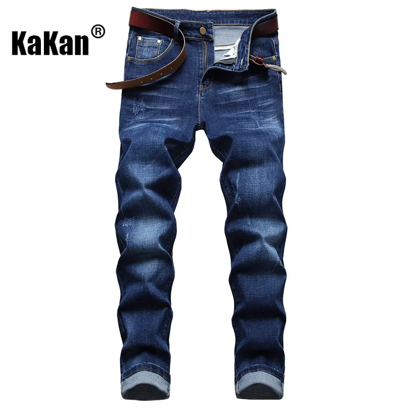 Męskie dżinsy Kakan Europejskie i amerykańskie bawełniane spodnie Młodzież Casual Summer Midwaist Blue K019D675 230915