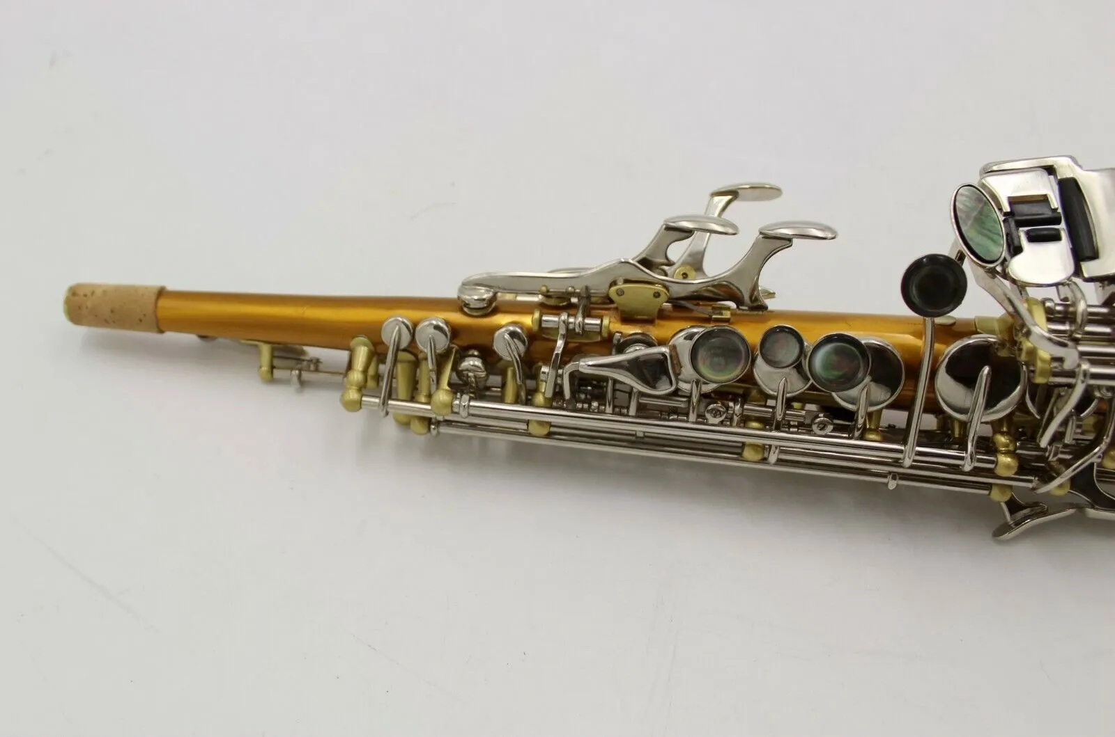 Eastern Music Pro Dark Gold Lacquer Copper Straight Saxophone Soprano Nickel Key 00
