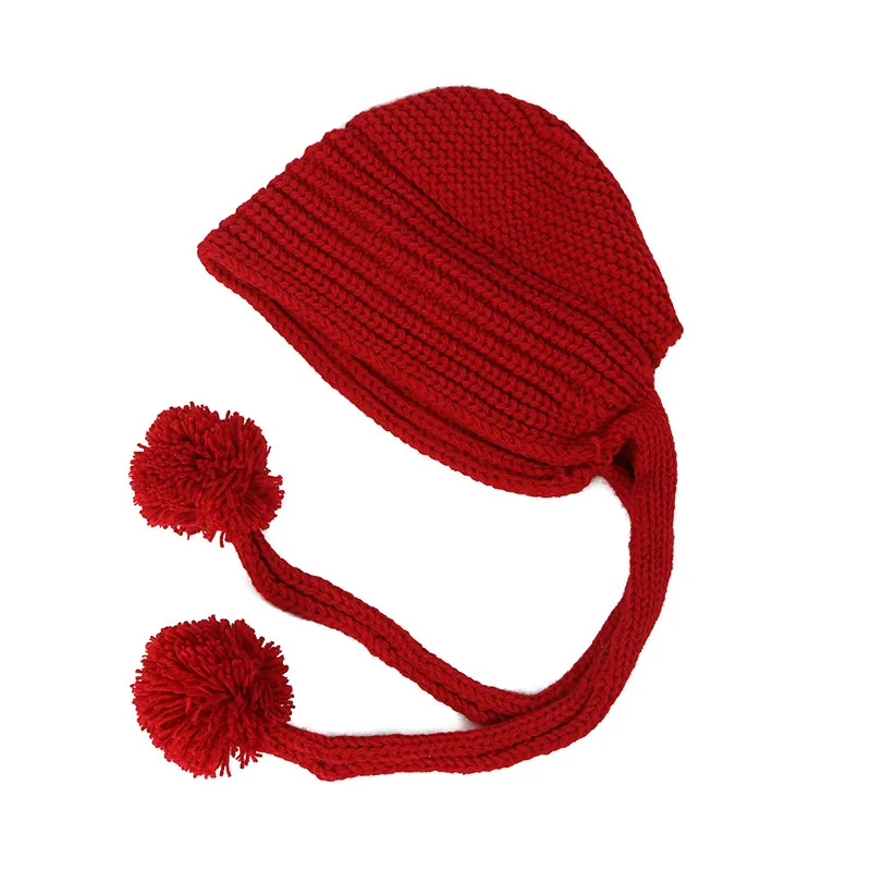 Jesienne i zimowe tkane ręcznie, długie koronkowe wełniane wełniane kapelusz zimowy gęsty ciepły dzianinowy kapelusz ochrony ucha