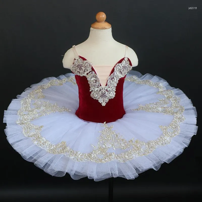 Stage Wear Rose Ballet Tutu Robe Blanc Swan Lake Pancake Performance Costume Belly Dancewear Fille Gimnastic