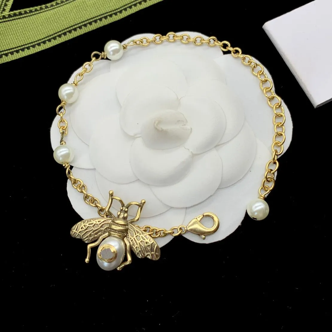 Designer perlé or G bijoux perle abeille perlée mode charme perlé Couples cadeau de mariage