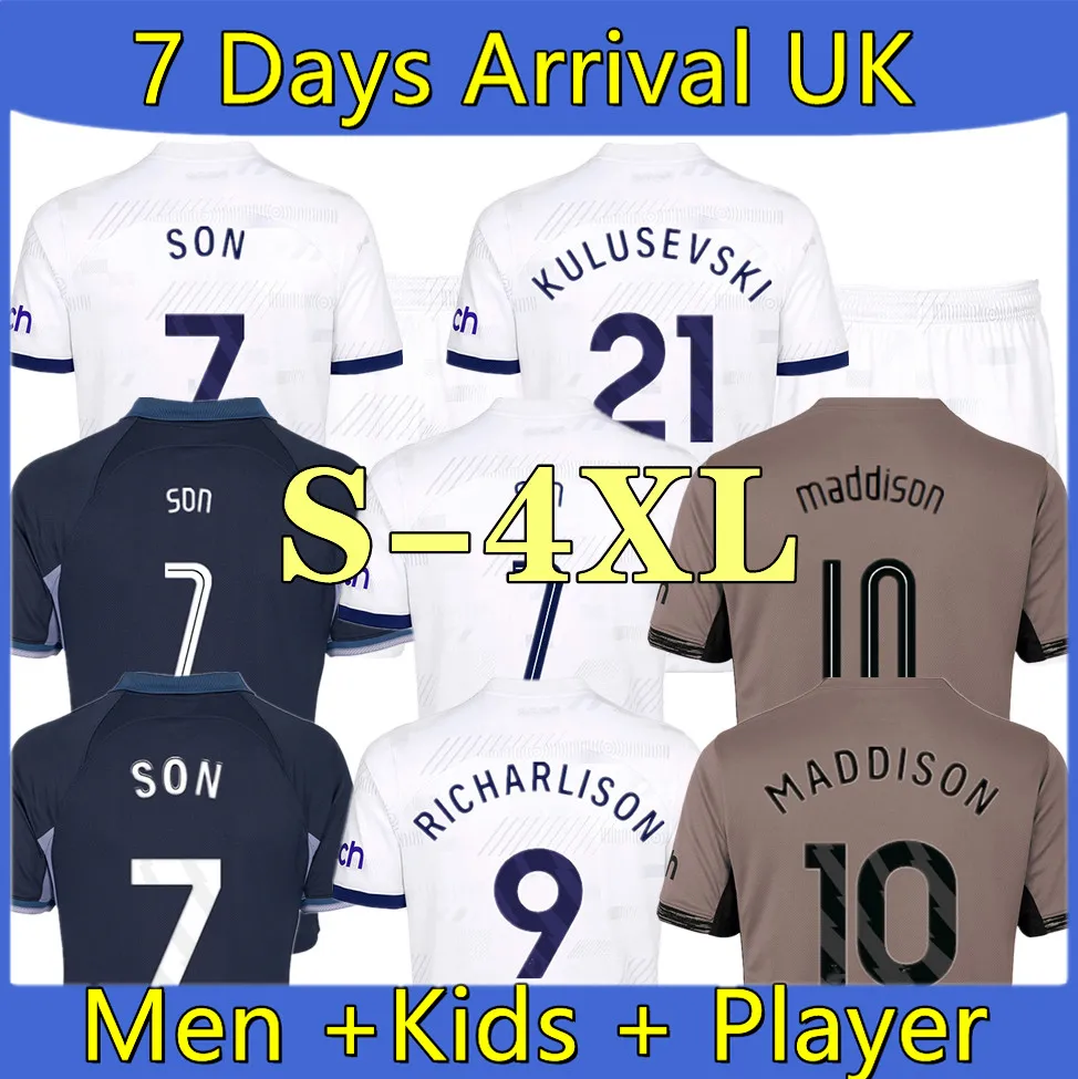 Spurs 22 23 S-4XL Camisas de futebol KANE SON PERISIC KULUSEVSKI Tottenham HOJBJEG 2023 2024 Lucas Llors Terceiro kit de futebol camisa Bryan Bergwijn tops homens crianças conjuntos