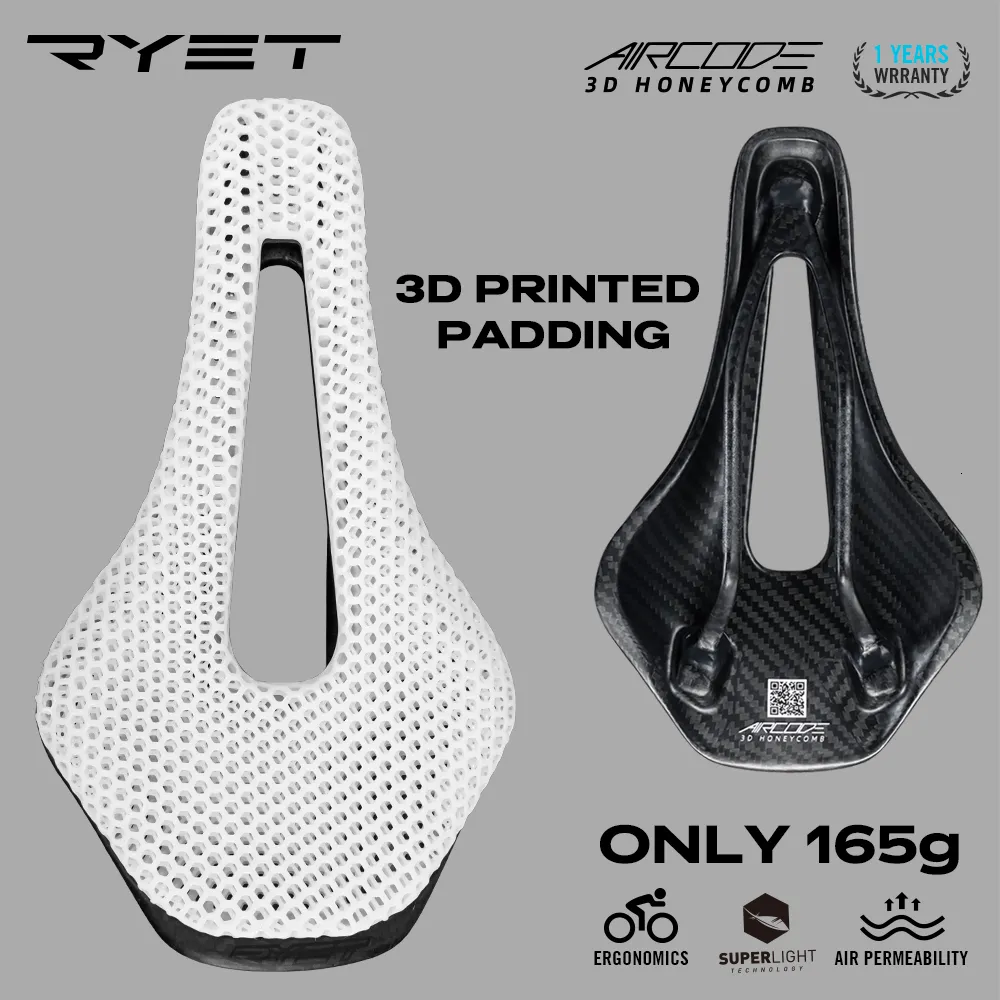 Selles de vélo Ryet 3D imprimé selle de vélo pour vélo de route de montagne siège de vélo creux en fibre de carbone ultraléger confortable respirant VTT 230915