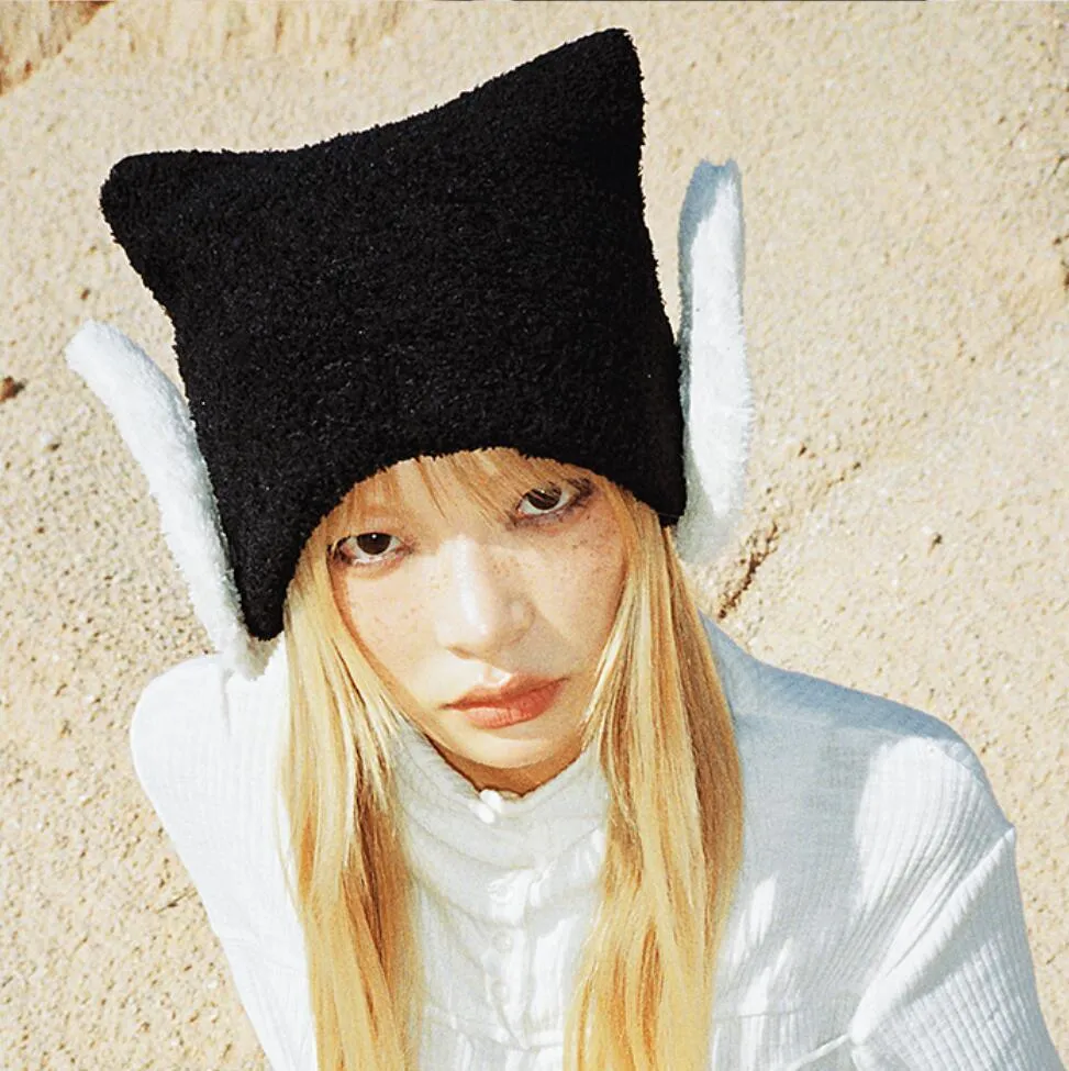 Beanie Skull Cap: Harajuku Y2k Angel Wings Black Beanie Hat