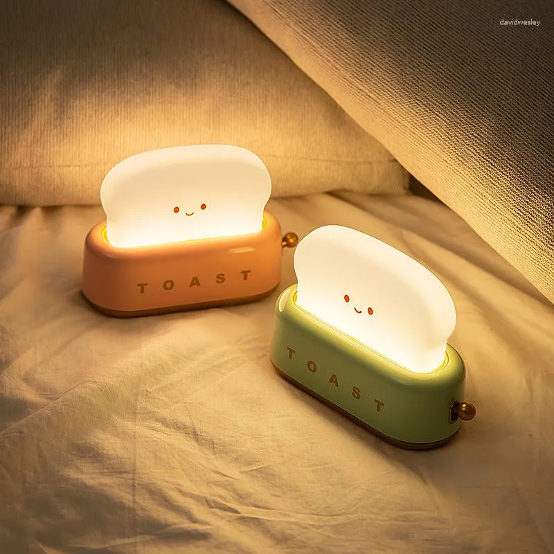 Nattlampor Brödstillverkare Light Creative USB Laddning Dimning Belysning Desk Led Warm Bedroom Bedside Timed Sleeping