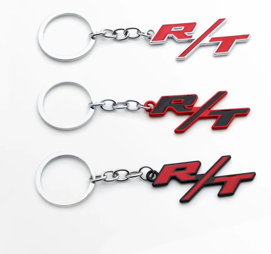 Metal Car Neychain Keyring Auto Nyckelkedjan Nyckelring för Jeep RT Dodge R/T Logo Challenger Charger Journey Ram Styling Accessories