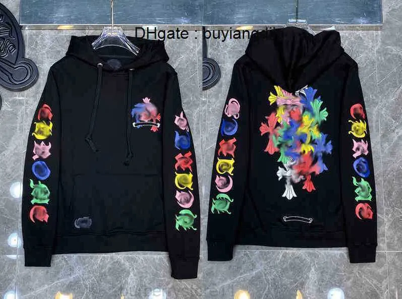 Designer-Herz-Hoodie Chromes Herren-Kapuzenpullover Kleidung Damen-Herz-Kapuzenpullis mit Kapuze Ch Cross Flower Arm vorne bedruckt Hufeisentasche Reißverschlussxi6y NV0X