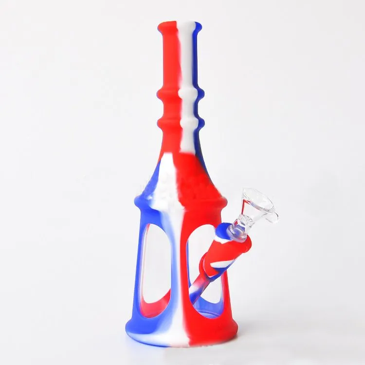 Hookah Printing 8inch Pogoda silicone water pipe glass bong mini bongs