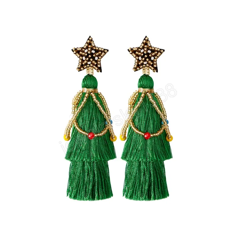 Bohemian Tassel Earrings 크리스마스 보석류 민족 스타일 패션 여성 귀 장식 긴 프린지 앵글이 귀걸이