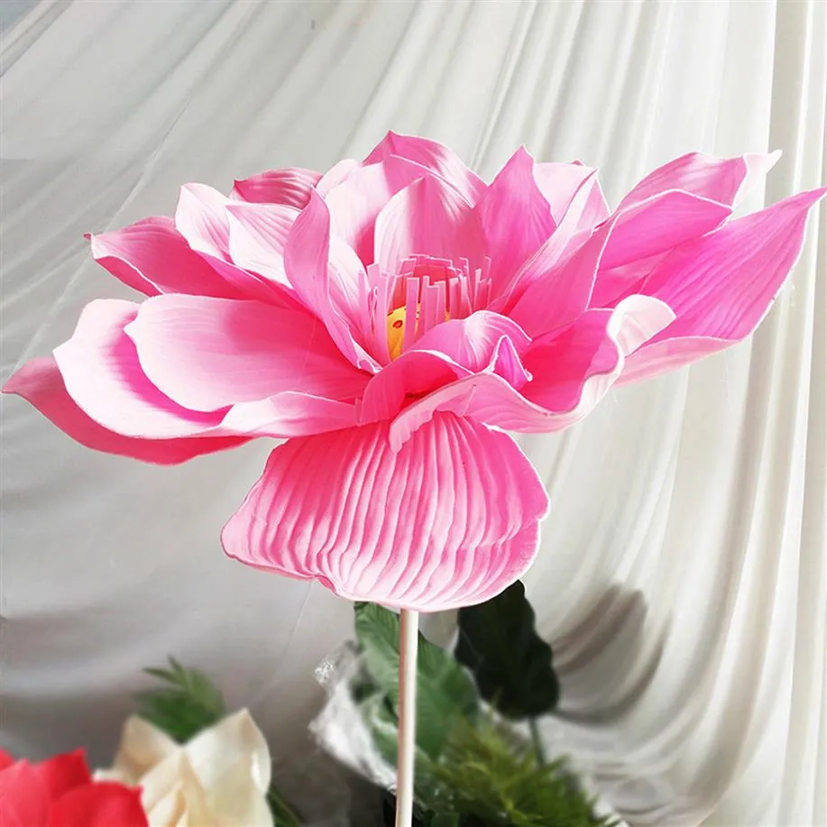 Grandi fiori di loto in schiuma PE Fiori finti Decorazione Casa Sfondo di nozze Muro Festa Pografia Fase Fiori artificiali lotus188K