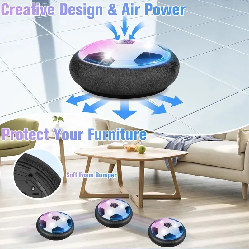 Air Power Floating LED Football Toys Kids Levitate Suspending Soccer Ball  Air Cushion Floating Foam Football Toys For Kids Gifts