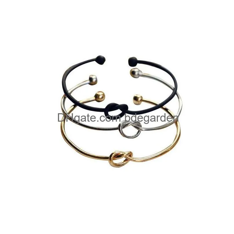 Manchette de haute qualité en cuivre extensible ouvert bracelets de fil femmes amour noeud bracelets pour dames filles mode simple bijoux livraison directe Dhxdq