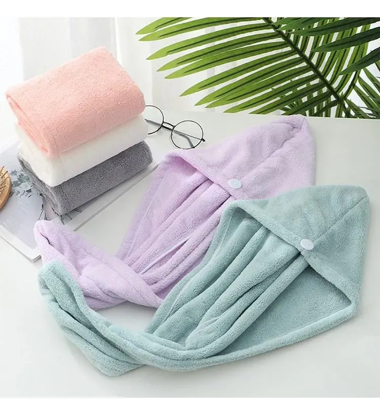 Asciugamani per asciugare i capelli in microfibra Asciugamani per la cura Cuffia da bagno avvolta Bottone Originale Magic Instant Donna Super assorbente Asciugatura rapida i0915