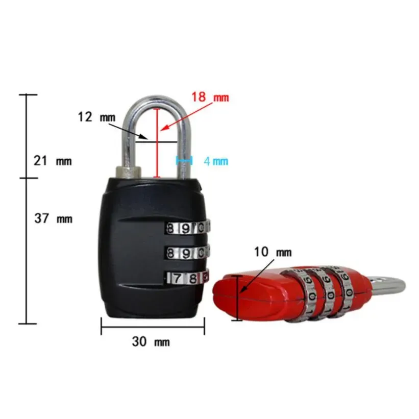 TSA Security Code Luggage Locks 3 Digit Combination Steel Keyed Padlocks Approved Travel Lock for Suitcases Baggage password 