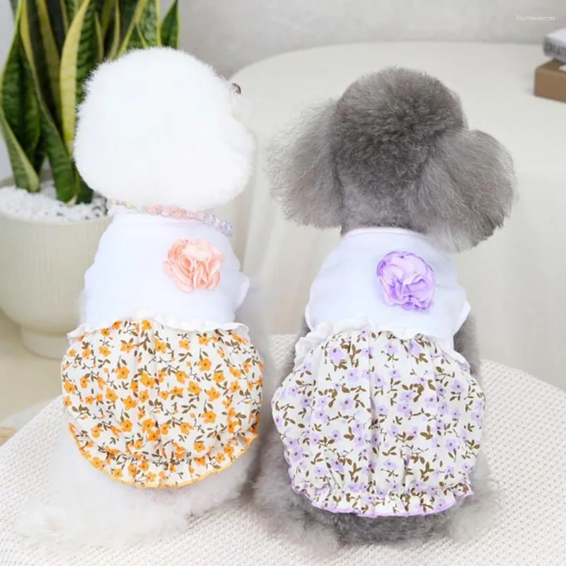 Vêtements pour chiens Robe de chiot à col rond Charmante jupe de princesse adorable en coton pour un usage quotidien