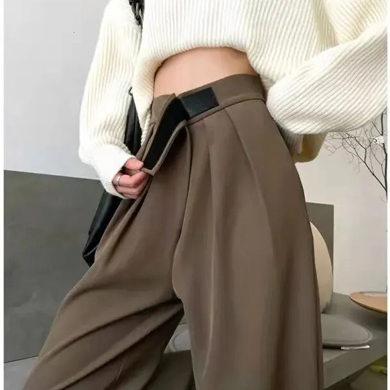 Pantalons pour femmes s Pantalon large drapé taille haute femme printemps et automne design coréen lâche grands chantiers mode décontractée droite 230914