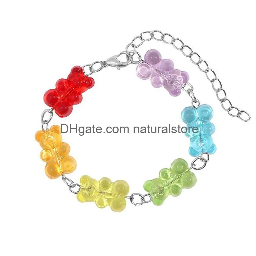 Braccialetti con ciondoli Simpatico cartone animato Arcobaleno Caramelle Orsetto Ins Gomma gommosa colorata Donna Rimbalzo Di Hip Hop Gelatina Colore Ragazza Regalo Drop Delivery Gioielli Dhmbr