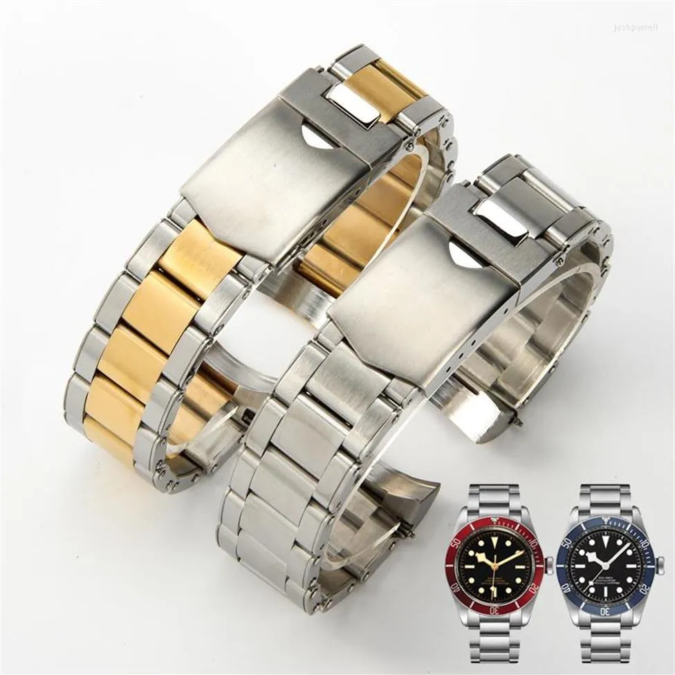 Bracelets de montre Bracelet en acier massif pour Black Bay 79230 79730 Eritage Chrono Band Arc Interface Bracelet 22mm244J