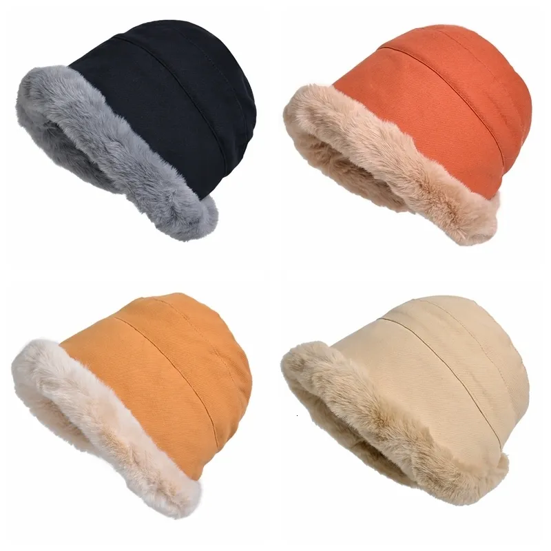 Ampla borda chapéus balde chapéu inverno para mulheres mais velet panamá feminino quente bonnet mulher pescador boné 230915