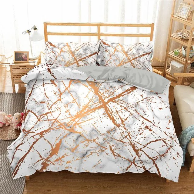 Bedding Sets Marble Pattern Printed Duvet Cover Single Twin Double Full King Size Fashion With Pillow Case Bedroom Textiles