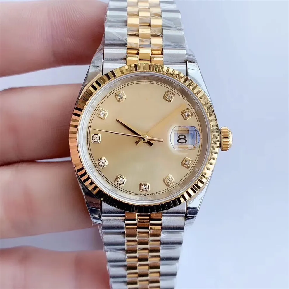 Com caixa original Classic Diamond Watch Mens Relógios Relógio de pulso mecânico automático 36MM Sapphire Waterproof Design Diamond-Strap Montre De Luxe AAA