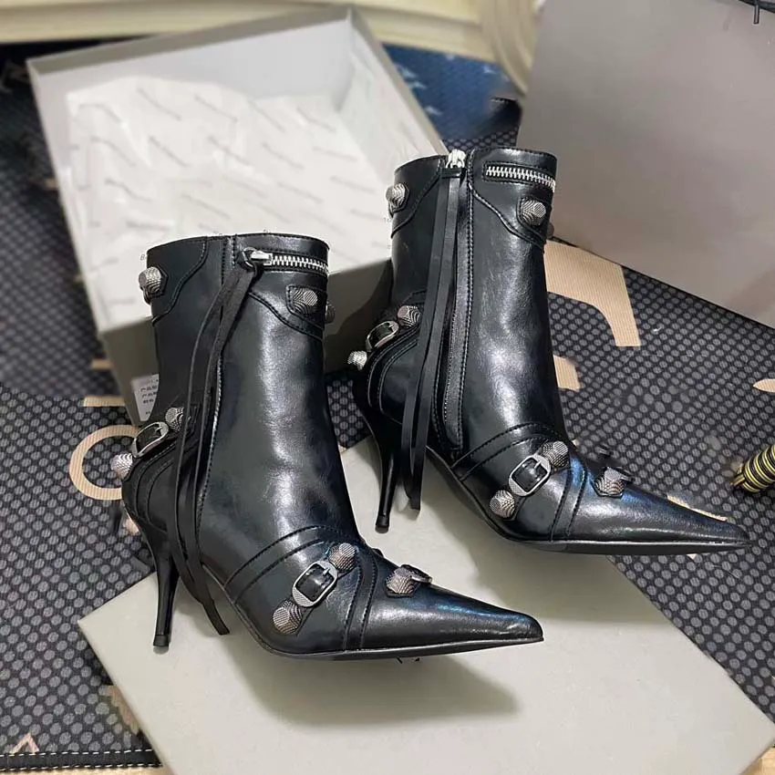 Leather chunky shop heel booties