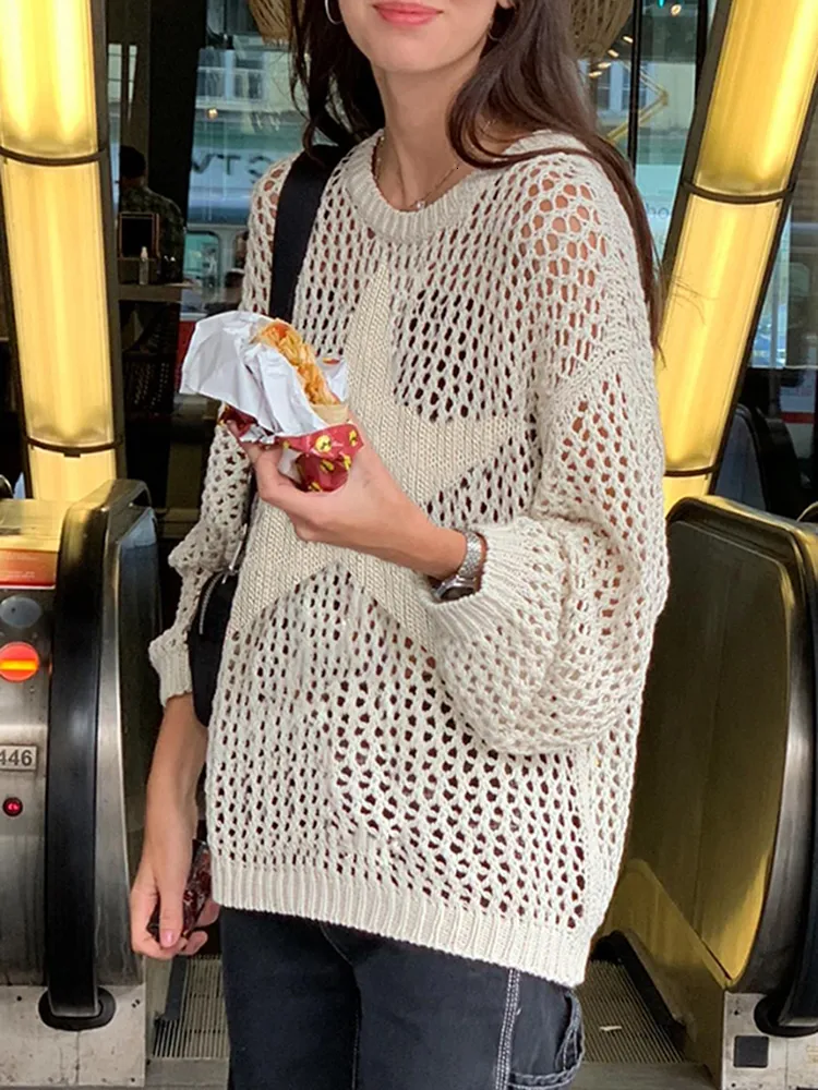 DHgate.com:Womens Crochet Oversized Loose Star See Through