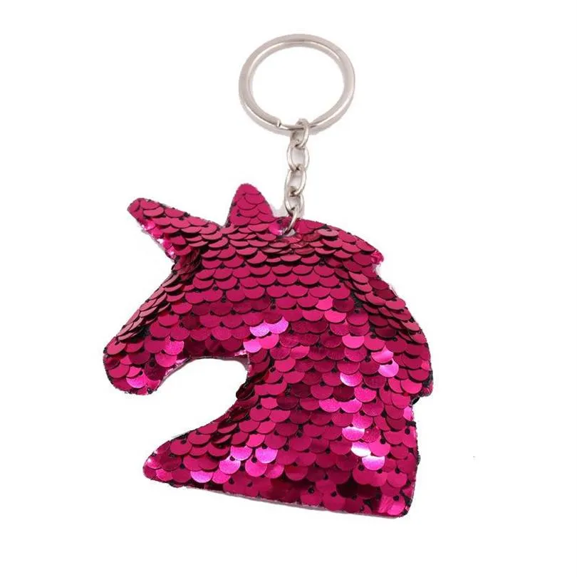 Cute Unicorn Keychain Glitter Pompom Sequins Key Ring Gifts For Guest Women Wedding Souvenir Car Bag Accessories Key Chain289M