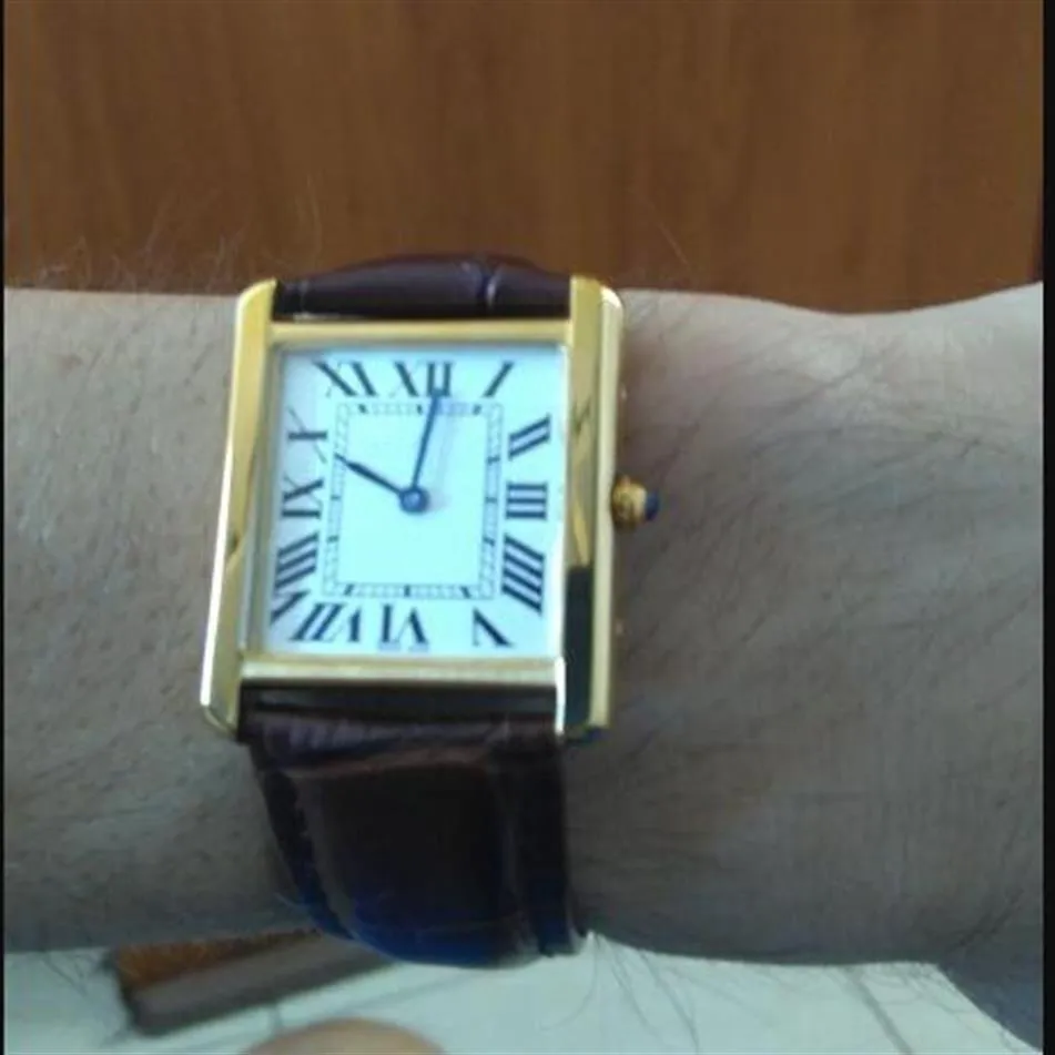 man Dames mode gouden kast witte wijzerplaat horloge Quartz uurwerk jurk horloges 07-3315d