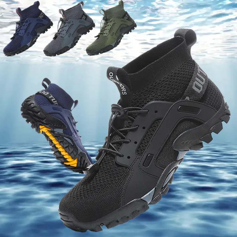 Caminhadas Calçados Aqua Sapatos Masculinos de Secagem Rápida Anti-Slip Sneakers Mountain Hiking Swimming Water Shoes Soft Men Casual Sneakers 230915