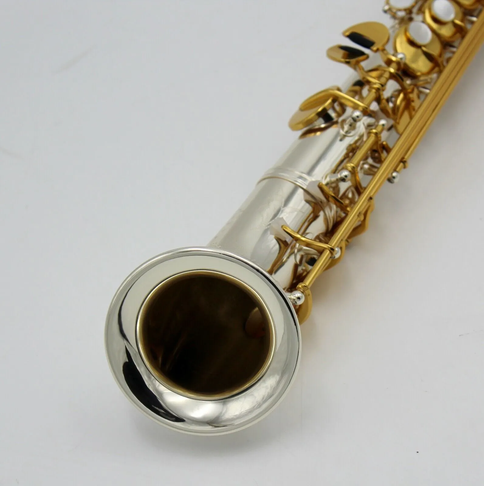 Em Pro Silver Plated Curved Bell J Type Bell Straight Soprano Saxophone Saxello 00 00