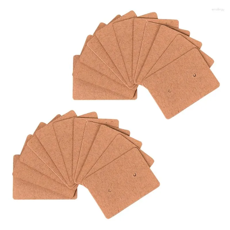 Jewelry Pouches 200Pcs Blank Earrings Ear Studs Tags Kraft Paper Display Card Hanging Brown
