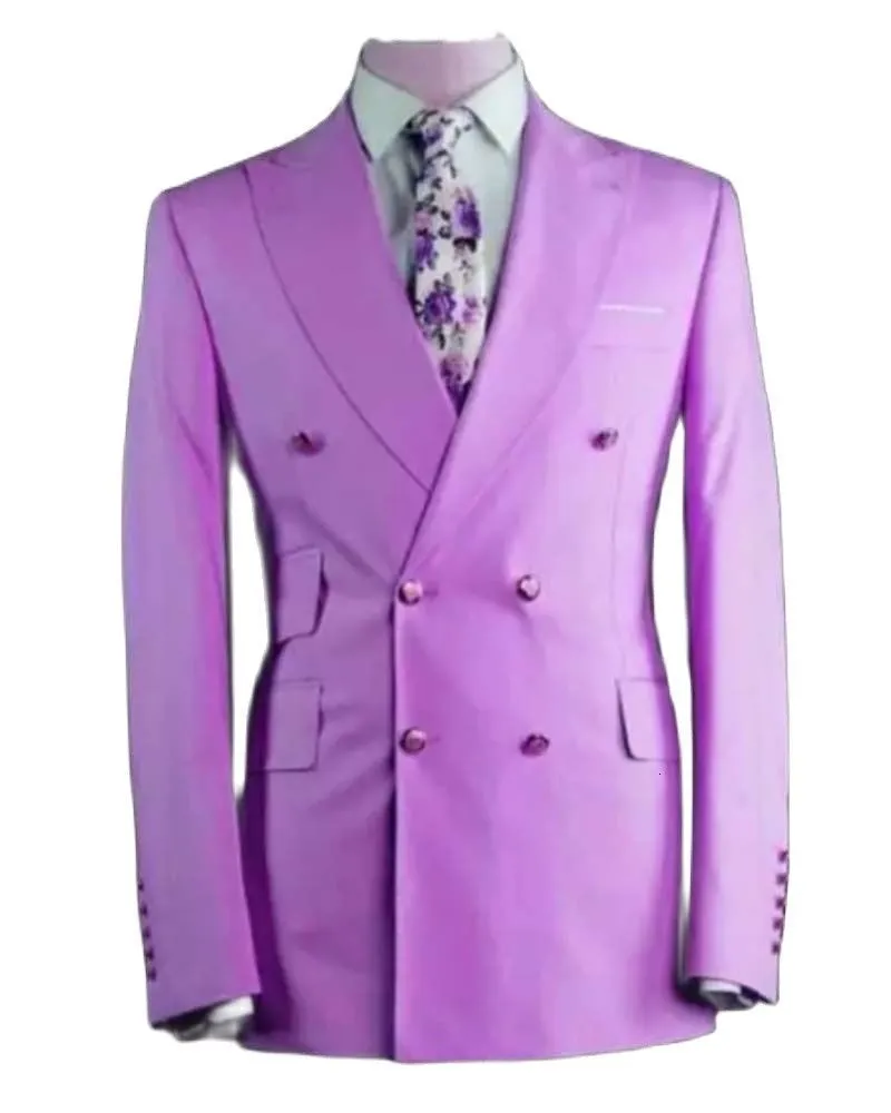 Mäns kostymer blazers modedesign full män lapel ljuslila kappa blazer affär bröllop man kostym 2 st jacka pantstie 230915