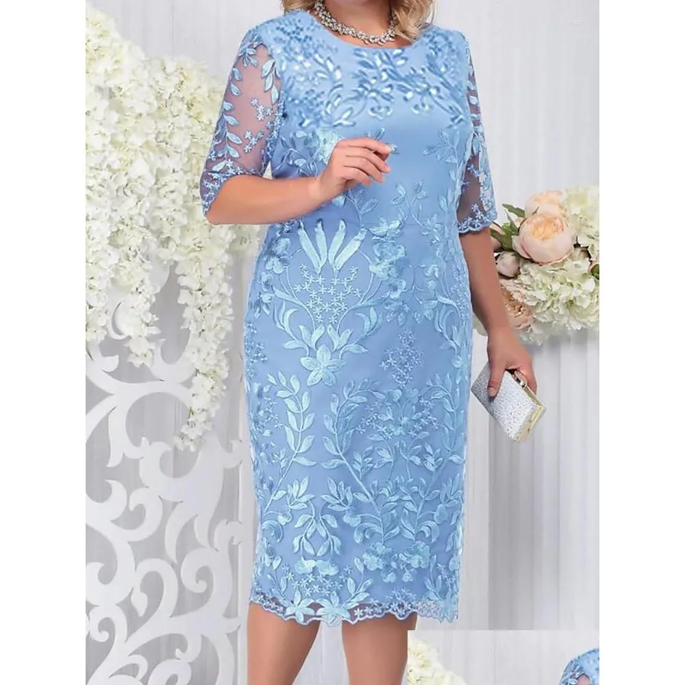 Plus size vestidos de festa vestido para convidado luxo elegante mulheres 50 anos senhoras rendas floral baile bodycon gordinho entrega vestuário dhrsi