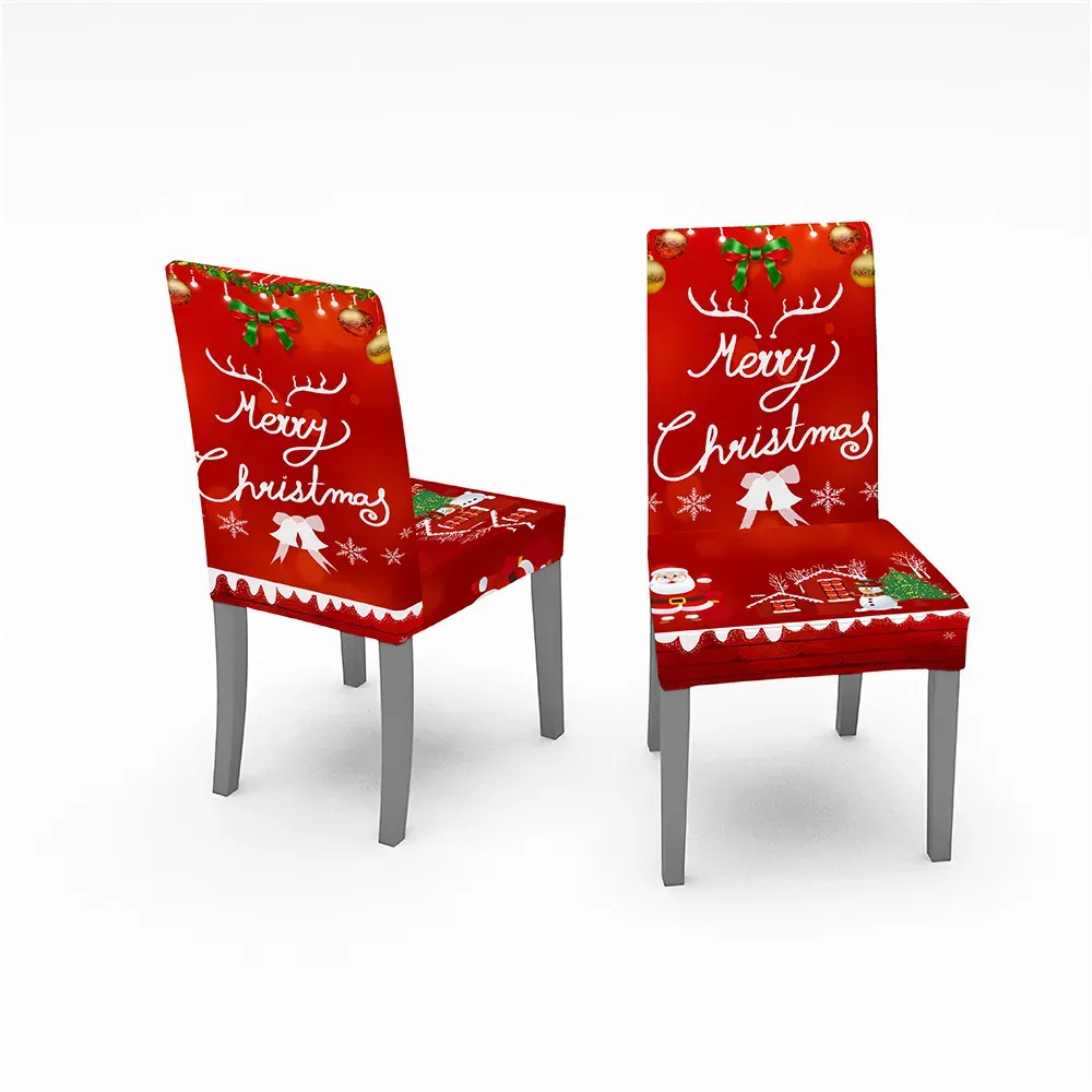 Christmas Dinning Chair Cover Big Elastic Seat Chair Covers Office Chair Slipcovers Restaurant Banquet Hotel Home Decoration w-01285
