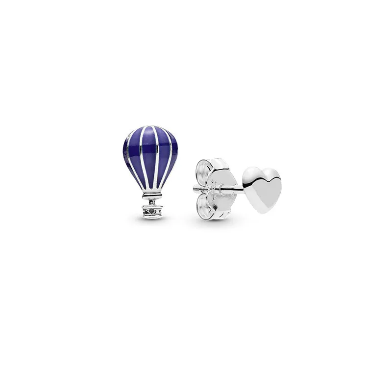 Authentische Heißluftballon-Herz-Ohrstecker, S925-Sterlingsilber, edler Schmuck-Ohrring für Damen 298058EN195