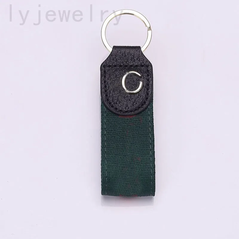Mini webbing keychains designer lanyard luxury key ring brown leather portachiavi with plated gold buckle mens key chain for bag wallet charm pj055