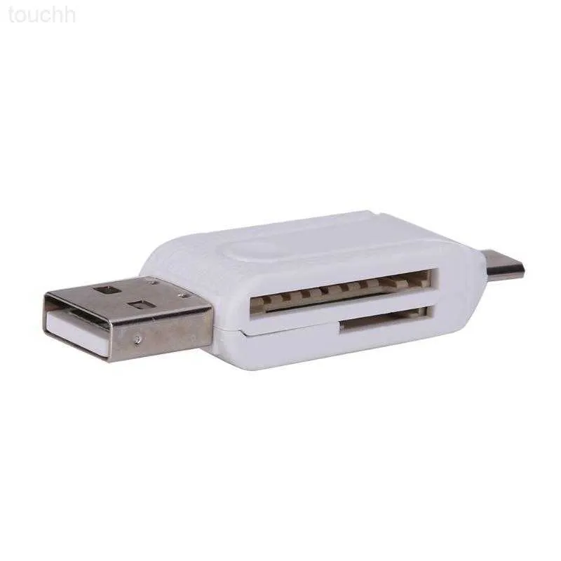 Geheugenkaartlezers 1pc 2 in 1 USB 2.0 OTG-geheugenkaartlezeradapter Universele Micro USB TF SD-kaartlezer voor telefoon Computer Laptop L230916