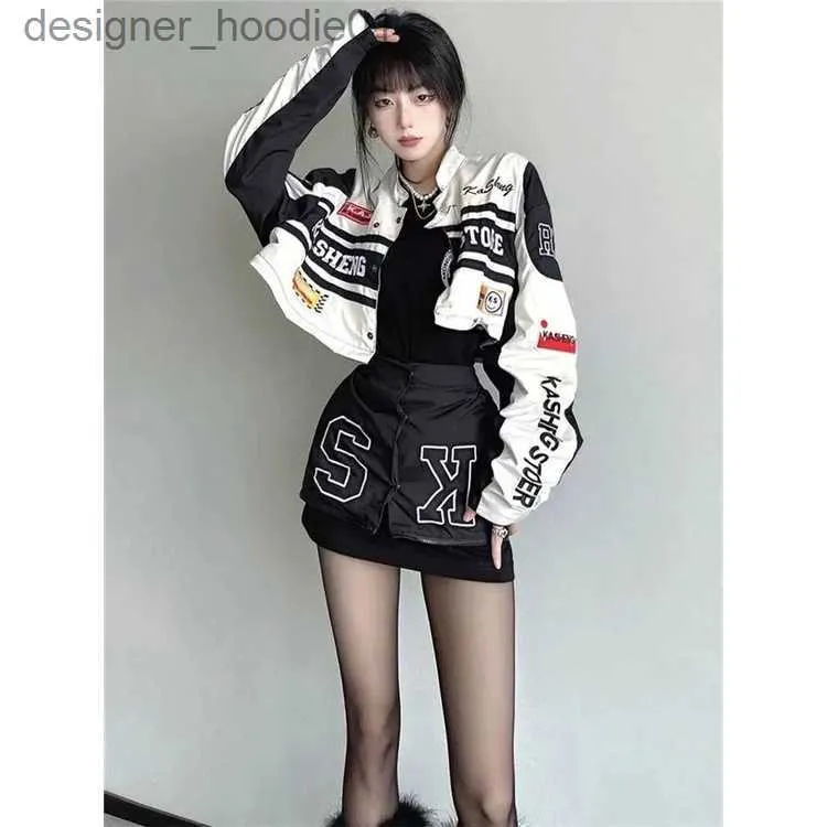 Women's Jackets racer jacket jaket women Detachable Motorcycle Men 2022 Spring Autumn Street Wear American Vintage Design Niche Racing Baseball Uniform L230916