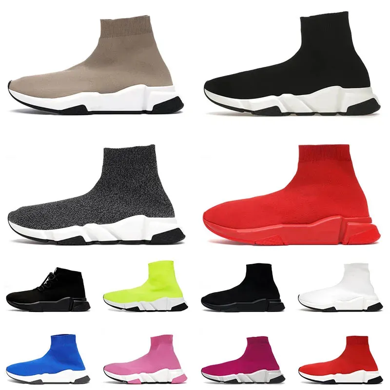 Original Herren Sockenschuhe Speed ​​Trainer Beige Triple Black Graffiti Weiß blau rot klaren Sohle Spürpeak-up Beige Running Sneakers Balencai Aqua Socken