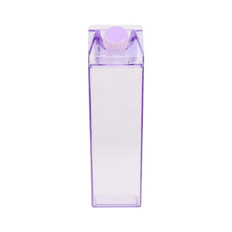 500ml Plastic Milk Carton Water Bottles BPA Free Clear Transparent Outdoor Square Juice Box