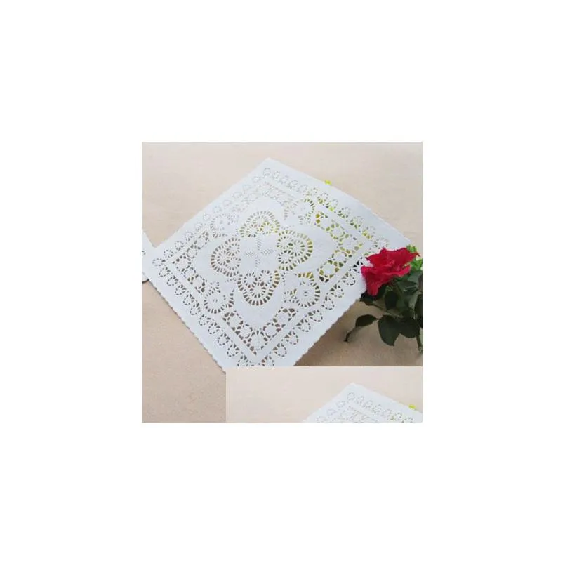 Tapis Pads Vente en gros-N8 Nouvel arrivage Créer et fabriquer 25,4 cm mis 10 pouces Napperons en dentelle de papier carré blanc / Napperon / Décoration-100Pcs / Lot D Dheps