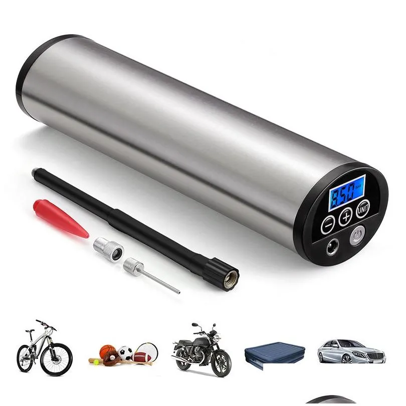 Uppblåsbar pump elbil USB 150psi handhållen luftinflator laddningsbar LED -displaydäcktryck cykel leksaksmotor bollar simning d dhazf