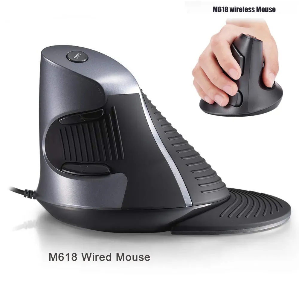 M618 Ergonomic Vertical Wireless Mouse, 6-Button USB Optical Mouse, 600 ...