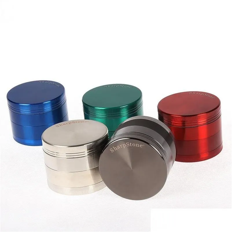Party Favor 40Mm 4 Layers Sharpstone Tobacco Grinder Metal Grinders Hand Mler Pepper Cnc Teeth Smoking Accessories Drop Delivery Home Dhpu2