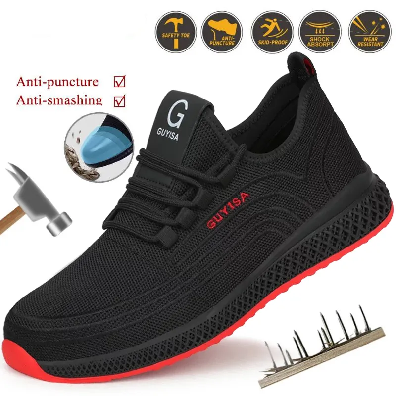 Chaussures de sécurité homme femme respirant baskets décontractées chaussures de protection mode automne acier orteil chaussures de travail pour hommes chaussures de sécurité anti-crevaison 230915