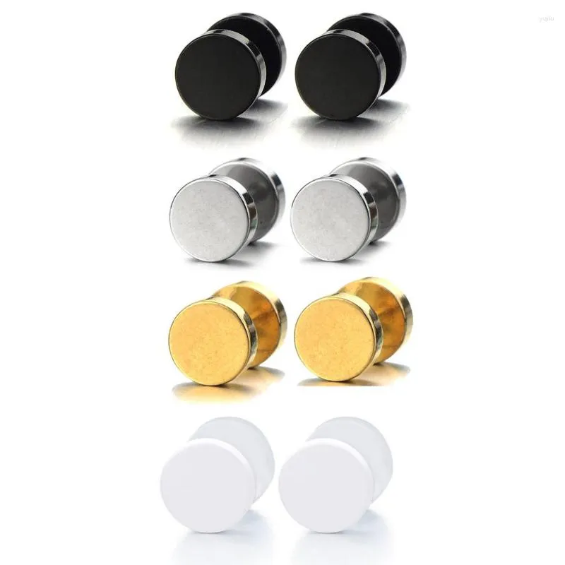 Stud Earrings WKOUD 1 Pair Screw Earring For Men Stainless Steel Cheater Fake Ear Plugs Gauges Illusion Tunnel 6mm/8mm/10mm/12mm