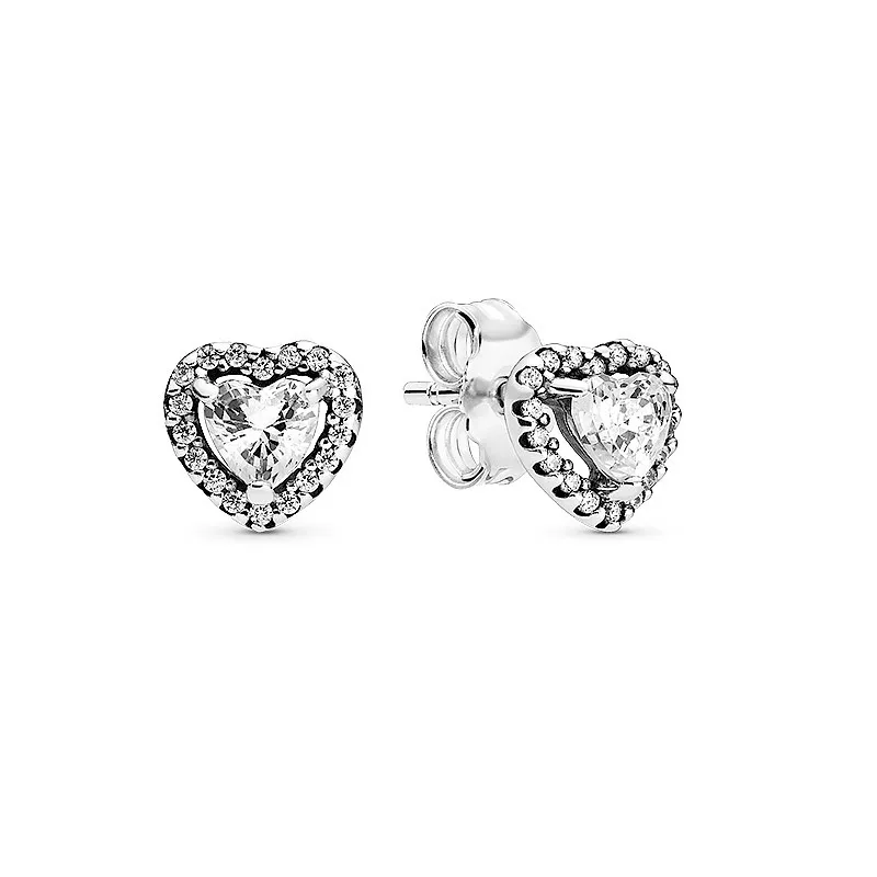 Autentiska förhöjda hjärtstoppörhängen S925 Sterling Silve Fine Jewelry Fits European Style Earrings Designer för kvinnor 298427C01