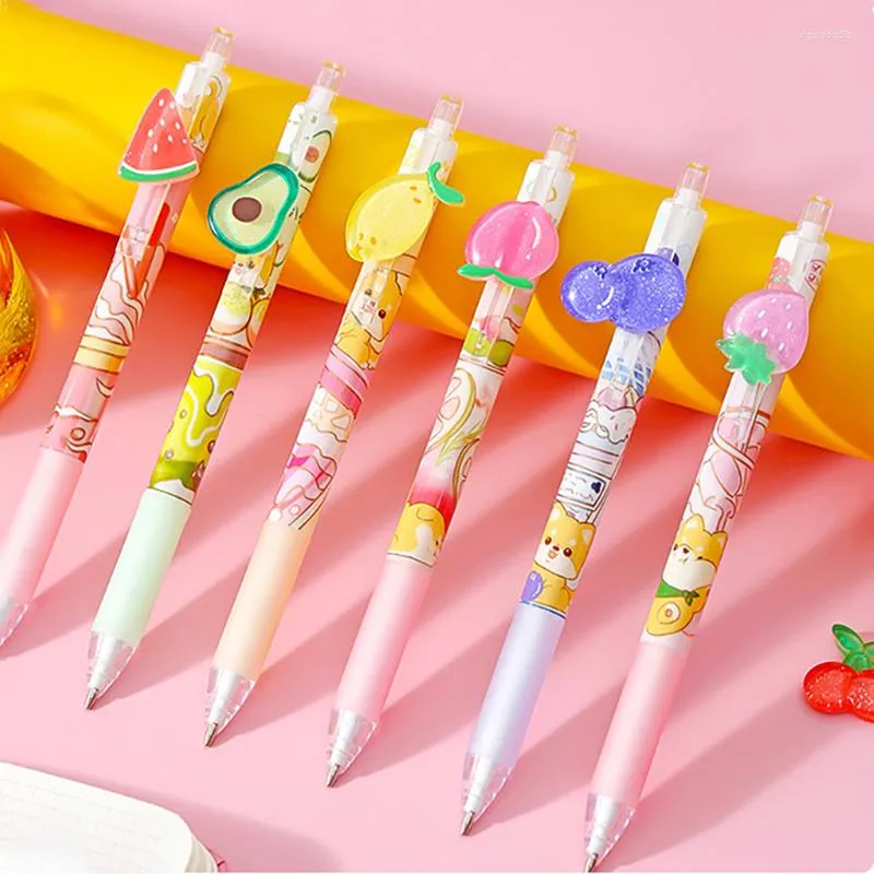 1/2 st liten färsk fruktdesign Automatisk penna 0,5 mm mekanisk kawaii press pennpapper gåvor söta skolmaterial