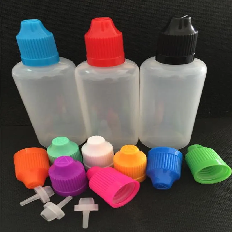 10 ml 15 ml 20 ml 30 ml 50 ml 60 ml 100 ml 120 ml plastdroppar flaskor e vätskeflaskor med barnsäkra kepsar tunn nål PE för ångsaft HPLFA